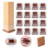 24 Pcs Clear Square Chair Leg Floor Protectors with Felt, Silicone Felt Furniture Pads for Hardwood Floor, Dining Table Leg Caps Covers No Scratches and Noise (L Fit: 1" - 1.4") - Retail: $25"
