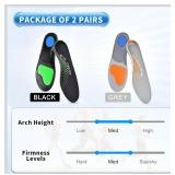 2Pairs,Insoles Men Work Boots Standing All Day High Arch Heavy Duty Support Flat Feet Orthopedic Insoles for 220+lbs Work Insoles Relief Plantar Fasciitis Heel Pain (Black&Grey)  Size: S | Men 7-8 / W