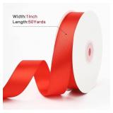 Red Satin Ribbon, 1 Inch x 50 Yards Roll, Double-Faced High Sheen, Smooth Pliable Body with Woven No-Fray Edge, for Gift Wrapping, Bow Making, DIY Crafts, Weddings & PartiesLot of 3