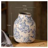 Vintage Blue and White Porcelain Flower Vase Home Decor