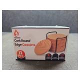Absorich Cork Round Edge Coasters Set with Metal Stand