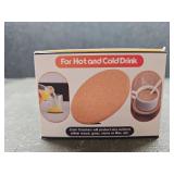 Absorich Cork Round Edge Coasters Set with Metal Stand