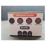 Absorich Cork Round Edge Coasters Set with Metal Stand