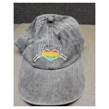Pride Rainbow Heart Skeleton Hands Baseball Cap - Retail: $25