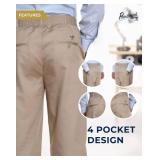 Pembrook Mens Elastic Waist Pants for Seniors with Zipper and Button - Relax Fit Elastic Waist Jeans for Men Size XXL