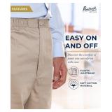 Pembrook Mens Elastic Waist Pants for Seniors with Zipper and Button - Relax Fit Elastic Waist Jeans for Men Size XXL