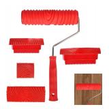 Wood Graining Tool, Soft Rubber Wood Grain Tool Set Wood Grain Painting Tool Texture Paint Tool with Handle DIY Rubber Graining Tool for DIY Wall Room Art Decoration (Red-5PCS)