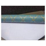 Decorative Teal and Gold Wallpaper Roll 18" wide