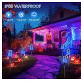Upgraded Larger Solar Lights Outdoor, 6 Pack Flickering Flame Solar Torch Lights with Super Larger Size for Halloween Decor, Waterproof Solar Powered Outdoor Halloween Light for Yard Pathway (Blue)