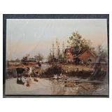 Rustic Farm Scene Oil Painting