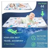 FUNSTAR Airplane seat Extender for Kids, Toddler Airplane Bed with Blanket, Airplane Travel Essentials, Durable and Comfortable Baby Portable Airplane Bed Flight Footbed (White).