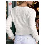 Womens Fall Winter Sweaters 2025 Trendy Cable Knit Long Sleeve Crewneck Tops Casual Outfit Sweater for Women Size L