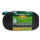 Flat Soaker Hose 75 FT for Garden Beds, 75Ft 1/2" Linkable Consistent Drip Irrigation Hose Save 80% Water Leakproof Heavy Duty Double Layer Sprinkler Hose"