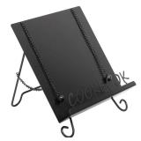 Cookbook Stand Recipe Book Holder Metal Cook Book Holder for Kitchen Counter,Vintage Cookbook Holder Stand with Weighted Chains-Black