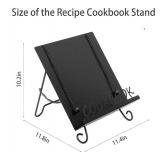 Cookbook Stand Recipe Book Holder Metal Cook Book Holder for Kitchen Counter,Vintage Cookbook Holder Stand with Weighted Chains-Black