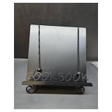 Cookbook Stand Recipe Book Holder Metal Cook Book Holder for Kitchen Counter,Vintage Cookbook Holder Stand with Weighted Chains-Black