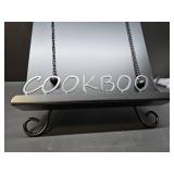 Cookbook Stand Recipe Book Holder Metal Cook Book Holder for Kitchen Counter,Vintage Cookbook Holder Stand with Weighted Chains-Black