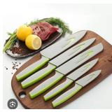 5PCS Professional Kitchen Chef Knife Set with Blade Guards Sharp for Meat Cutting Home Cooking