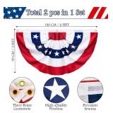 2 Pack USA Pleated Fan Flag, Large Size 3 X 6 Feet American US Bunting Patriotic Half Fan Banner Flag Decoration, 4th of July Memorial Day Independence Day Fourth July Outdoor Decor