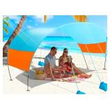 Beach Canopy Sun Shade, Beach Tent Sun Shelter Wind Sail Camping Sun Shelter Portable Seaside Tent Shelter Canopy Outdoor Beach Sun Shade for Family Vacation and Camping