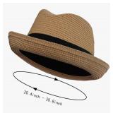 Straw Fedora Hat for Kids, Boys Girls Packable Straw Panama Trilby Derby Hat Children