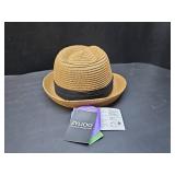 Straw Fedora Hat for Kids, Boys Girls Packable Straw Panama Trilby Derby Hat Children