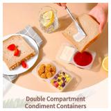 10PCS Double Compartment Condiment Container With Lids - Reusable Snack Pack Containers for Take-out Sauces