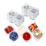 10PCS Double Compartment Condiment Container With Lids - Reusable Snack Pack Containers for Take-out Sauces