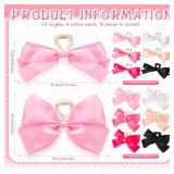 FineCheer 12 Pack Bow Claw Clips Satin Bow Hair Clips Nonslip Claw for Bridesmaid Proposal Gifts Women Weddings and Bridesmaids Thick Thin Hair(Pink White Black)