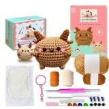 Y-times Crochet Kit for Beginners,DIY Sheep Crochet Kit,Learn to Crochet for Adults Kids,Cute Sheep Knitting Kit Supplies,Accessories Including Yarn Hook -with Step-by-Step Video Tutorials