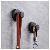 Suction Cup Hooks for Shower, Reusable Towel Hooks for Bathroom, Black 2 pack