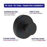 Suction Cup Hooks for Shower, Reusable Towel Hooks for Bathroom, Black 2 pack