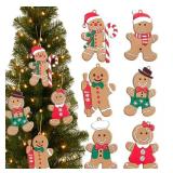 Lot of 2 Gingerbread Man Ornaments for Christmas Tree Decorations, Gingerbread Christmas Decorations Hanging Charms