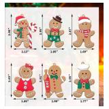 Lot of 2 Gingerbread Man Ornaments for Christmas Tree Decorations, Gingerbread Christmas Decorations Hanging Charms