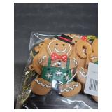 Lot of 2 Gingerbread Man Ornaments for Christmas Tree Decorations, Gingerbread Christmas Decorations Hanging Charms