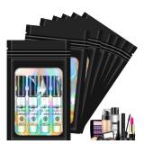 100 pcs Black Mylar Bags Holographic Resealable Foil Pouches for Food Storage and Necklace,Key Chain,False Eyelashes Packaging for Small Business(4.13x5.91Inch)