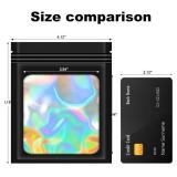 100 pcs Black Mylar Bags Holographic Resealable Foil Pouches for Food Storage and Necklace,Key Chain,False Eyelashes Packaging for Small Business(4.13x5.91Inch)