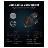 USB C Car Charger, 2-Pack 54W Dual Port USB-C Car Accessories Power Adapter PD/QC Fast Charging Cigarette Lighter for iPhone 16/15/14/13/12/11 Pro Max, iPad, Samsung Galaxy S25/S24/S23, Pixel, Android