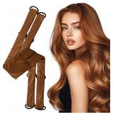Heatless Curls Overnight, Hair Curlers to Sleep in, Soft Heatless Curling Ribbon Set With Clips for Perfect Natural Curls, Long Short Hair (Brown)