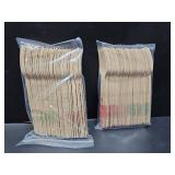 Lot of 2 Perfect Stix Wooden Disposable Forks, Red and Green Christmas Design, 6 Inch, 100 Count