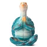Sea Turtle Meditation Yoga Decor, Zen Resin Statue & Garden Figurine of Meditating Turtle - Coastal Beach & Home Office Desk Decorations, Calming Gift for Mom (Blue Prayer)