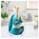 Sea Turtle Meditation Yoga Decor, Zen Resin Statue & Garden Figurine of Meditating Turtle - Coastal Beach & Home Office Desk Decorations, Calming Gift for Mom (Blue Prayer)