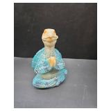 Sea Turtle Meditation Yoga Decor, Zen Resin Statue & Garden Figurine of Meditating Turtle - Coastal Beach & Home Office Desk Decorations, Calming Gift for Mom (Blue Prayer)