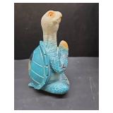 Sea Turtle Meditation Yoga Decor, Zen Resin Statue & Garden Figurine of Meditating Turtle - Coastal Beach & Home Office Desk Decorations, Calming Gift for Mom (Blue Prayer)