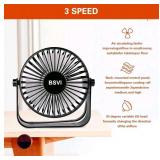 BSVI Desk Fan Portable, Personal Mini Desktop 3 Speeds Quiet Small Table Fan with Cable USB Powered for Home Office Study reading Bedroom Indoor Car Outdoor Travel
