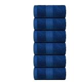 Dewall Maisons Navy Blue 6-Piece Plush Hand Towel Set - Luxurious Cotton Towel, 16" x 28" - Soft        Quick-Drying        Perfect for an Elegant Bathroom"