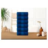 Dewall Maisons Navy Blue 6-Piece Plush Hand Towel Set - Luxurious Cotton Towel, 16" x 28" - Soft        Quick-Drying        Perfect for an Elegant Bathroom"