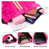 ZIXKUB Drawstring Backpack Gymbag Water Resistant Sports Sackpack with Zipper/Shoe Compartment/Wet Pocket/Mesh Pockets Gym Bag for Women Large Capacity String Bag for Travel Soccer Swim Hiking, Pink