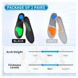 2Pairs,Insoles Men Work Boots Standing All Day High Arch Heavy Duty Support Flat Feet Orthopedic Insoles for 220+lbs Work Insoles Relief Plantar Fasciitis Heel Pa (Black&Grey) Size: S Men 7-8 / Women 