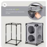 JUNSPOW 2-Level Cat House&Condo, 2-Story Cat Beds for Indoor Cats, Elevated Cat Cave for Multiple Cats, Outside Cat House, Stable and Easy to Assemble Kitty Fort, Grey